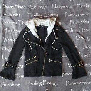 INC International Concepts Black Jacket with Gray Removable Hood